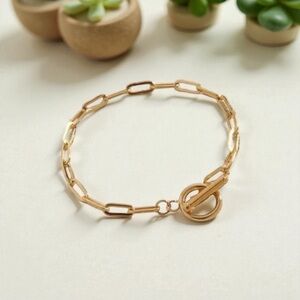 ✅NEW✅ 18K Gold Plated Stainless Steel Paperclip Toggle Bracelet (Gold)